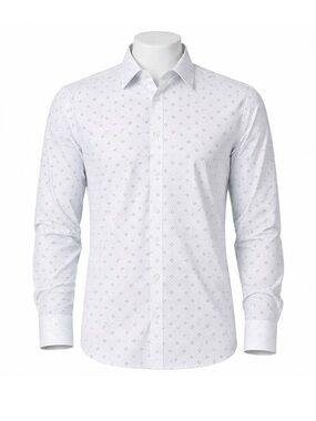 Size 19 Kenneth Cole‎ Reaction Men’s Slim Fit Button Up Shirt White Print BNWT